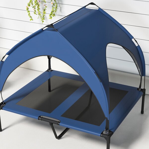 PawHut Cooling Pet Bed Raised with Washable Breathable Mesh for Medium, Large Dogs, 91 x 76 x 89 cm, Dark Blue Aosom UK