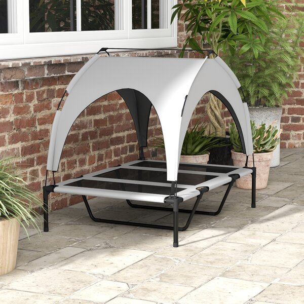PawHut Cooling Raised Pet Bed, Large Dog Cot with Washable Breathable Mesh, Light Grey, 106 x 76 x 94 cm Aosom UK