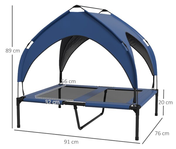PawHut Cooling Pet Bed Raised with Washable Breathable Mesh for Medium, Large Dogs, 91 x 76 x 89 cm, Dark Blue Aosom UK