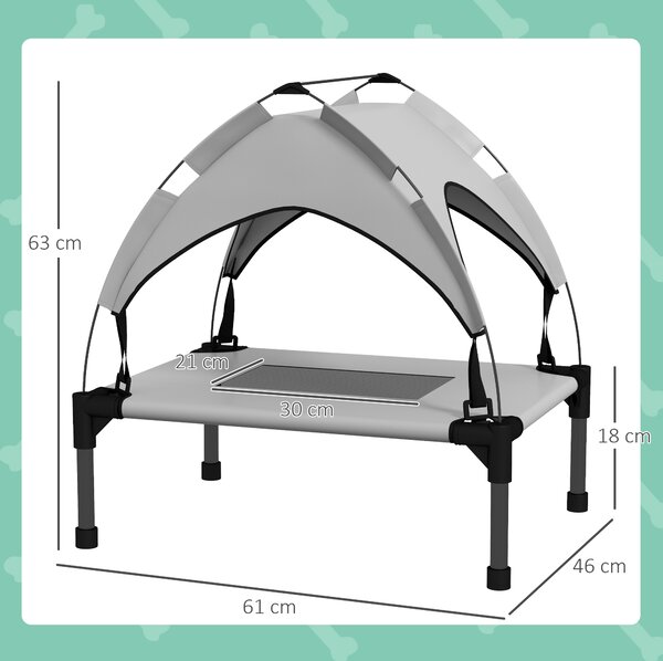 PawHut Raised Cooling Pet Bed, Breathable Mesh, Washable, for Mini & Small Dogs, 61 x 46 x 63 cm, Light Grey Aosom UK