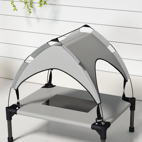 PawHut Raised Cooling Pet Bed, Breathable Mesh, Washable, for Mini & Small Dogs, 61 x 46 x 63 cm, Light Grey Aosom UK