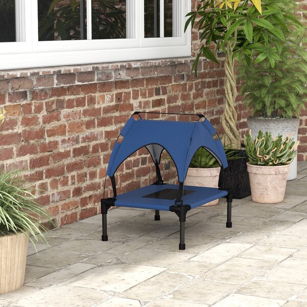 PawHut Cooling Raised Pet Bed w/ Washable Breathable Mesh, for Mini Small Dogs, 61 x 46 x 63cm - Dark Blue Aosom UK