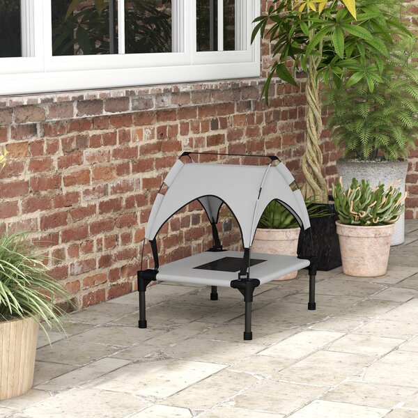 PawHut Raised Cooling Pet Bed, Breathable Mesh, Washable, for Mini & Small Dogs, 61 x 46 x 63 cm, Light Grey Aosom UK
