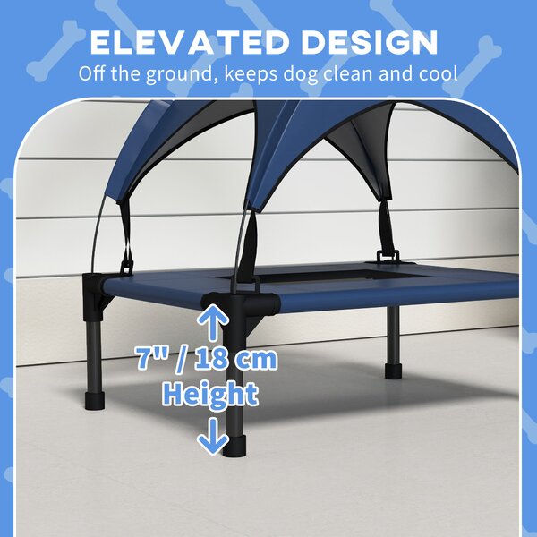 PawHut Cooling Raised Pet Bed w/ Washable Breathable Mesh, for Mini Small Dogs, 61 x 46 x 63cm - Dark Blue Aosom UK