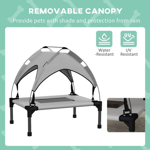 PawHut Raised Cooling Pet Bed, Breathable Mesh, Washable, for Mini & Small Dogs, 61 x 46 x 63 cm, Light Grey Aosom UK