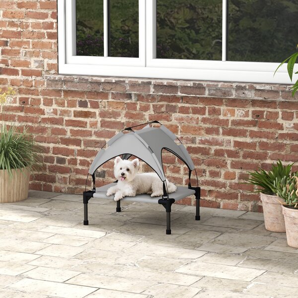 PawHut Raised Cooling Pet Bed, Breathable Mesh, Washable, for Mini & Small Dogs, 61 x 46 x 63 cm, Light Grey Aosom UK