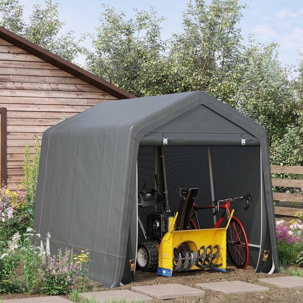 Outsunny 2.8 x 2.4m Outdoor Tent with Metal Frame and Double Zipper Doors for Patio Storage and Equipment, Dark Grey Aosom UK