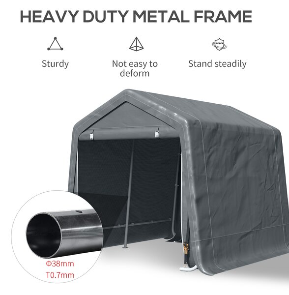 Outsunny 2.8 x 2.4m Outdoor Tent with Metal Frame and Double Zipper Doors for Patio Storage and Equipment, Dark Grey Aosom UK