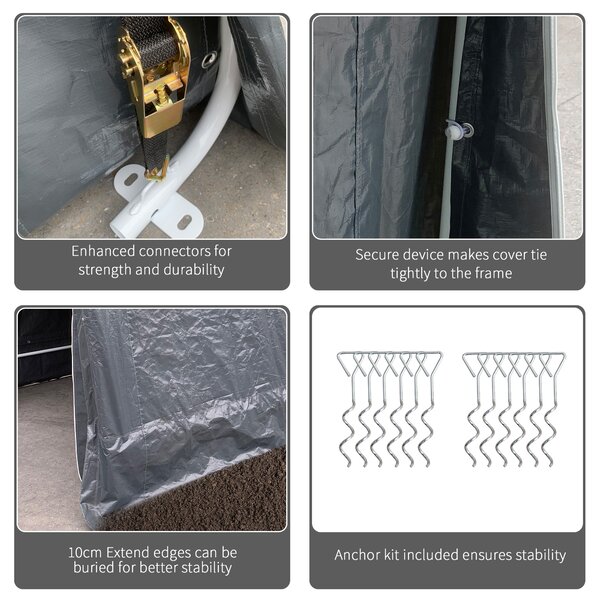 Outsunny 2.8 x 2.4m Outdoor Tent with Metal Frame and Double Zipper Doors for Patio Storage and Equipment, Dark Grey Aosom UK