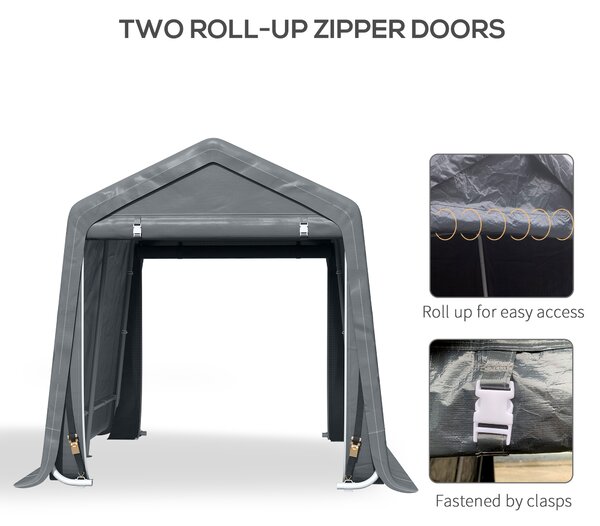 Outsunny 2.8 x 2.4m Outdoor Tent with Metal Frame and Double Zipper Doors for Patio Storage and Equipment, Dark Grey Aosom UK