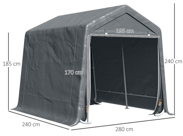 Outsunny 2.8 x 2.4m Outdoor Tent with Metal Frame and Double Zipper Doors for Patio Storage and Equipment, Dark Grey Aosom UK