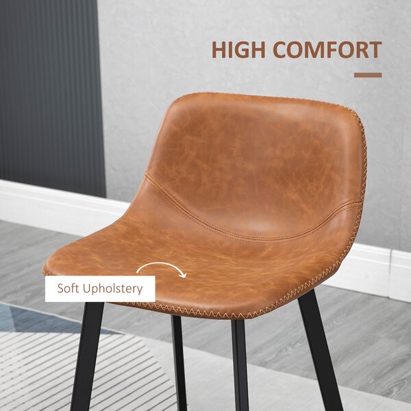HOMCM Kitchen Stools Set of 2, 97cm Sitting Height with Integrated stable structure Leather Bar Stools Suitable for Retro Home Decor, Brown