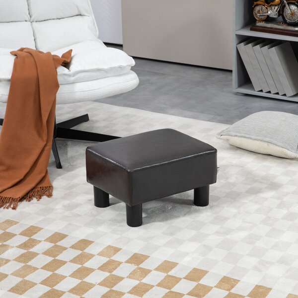 HOMCOM Ottoman Cube Footstool, PU Leather with 4 Plastic Legs, Versatile Furniture for Living Room, 45L x 45W x 45H cm, Black Aosom UK