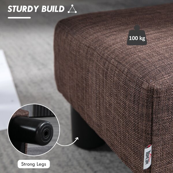 HOMCOM Compact Linen Fabric Ottoman, Modern Footstool Cube with Durable Plastic Legs, Living Room, Brown Aosom UK