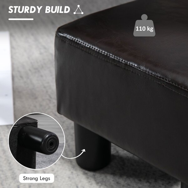 HOMCOM Ottoman Cube Footstool, PU Leather with 4 Plastic Legs, Versatile Furniture for Living Room, 45L x 45W x 45H cm, Black Aosom UK