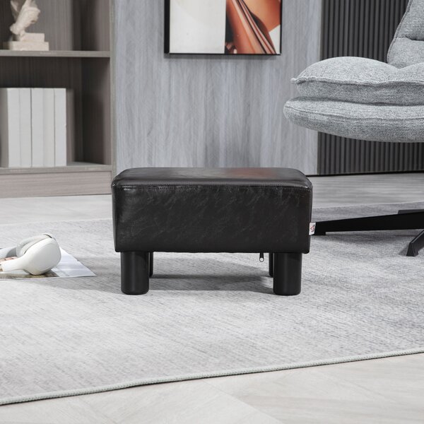 HOMCOM Ottoman Cube Footstool, PU Leather with 4 Plastic Legs, Versatile Furniture for Living Room, 45L x 45W x 45H cm, Black Aosom UK