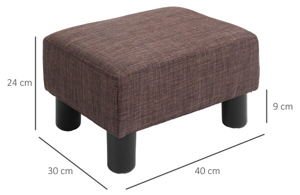 HOMCOM Compact Linen Fabric Ottoman, Modern Footstool Cube with Durable Plastic Legs, Living Room, Brown Aosom UK