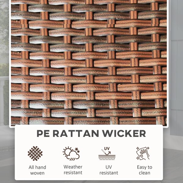 Outsunny Foldable PE Rattan Outdoor Coffee Table, Metal Frame Wicker Round Side Table, Coffee Table Side Table for Garden, Mixed Brown Aosom UK