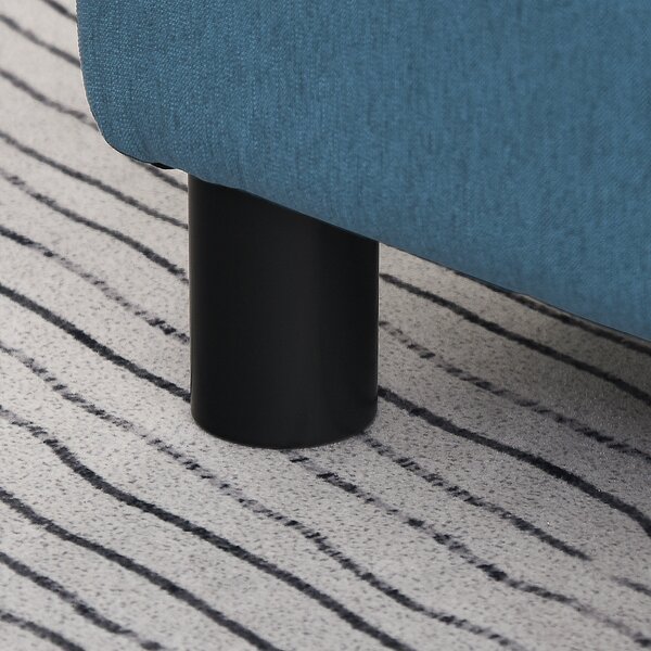 HOMCOM Linen Fabric Ottoman Footstool, Cube Design with 4 Plastic Legs, Comfortable Seating, Blue Aosom UK