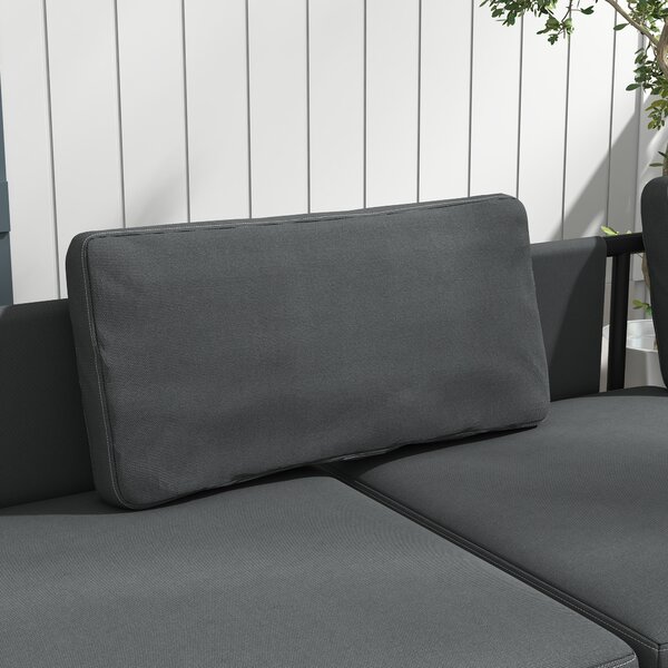 Outsunny 3-Piece L Shaped Garden Sofa Set with Sofa, Table, Cushions, HDPE, Garden Furniture Set for Poolside, Patio