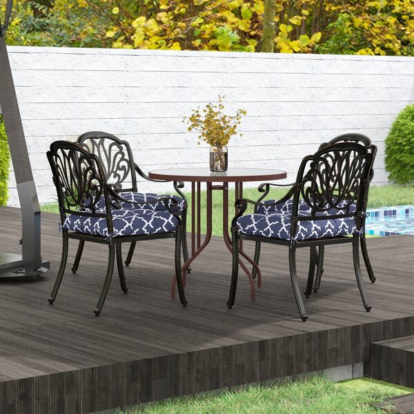 Outsunny Replacement Cushions: 4-Piece Indoor Outdoor Seat Pads with Ties for Patio Chairs, Blue Aosom UK