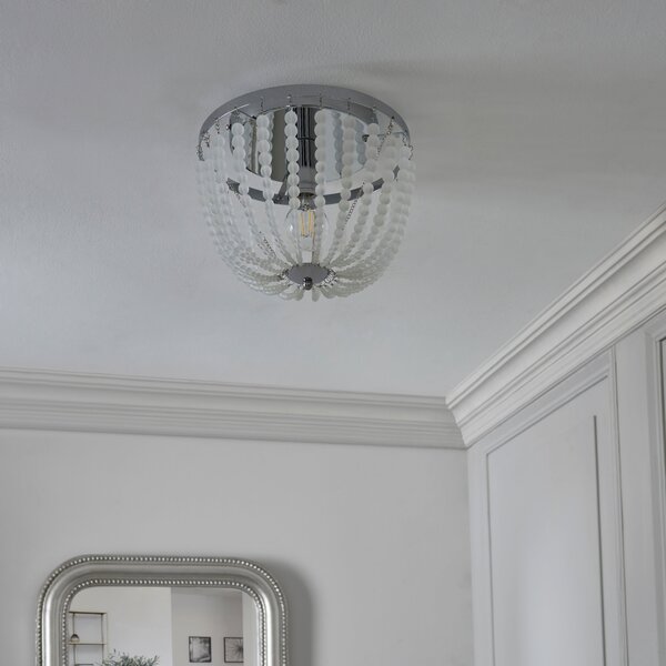 Alora Beaded Bathroom Flush Ceiling Light