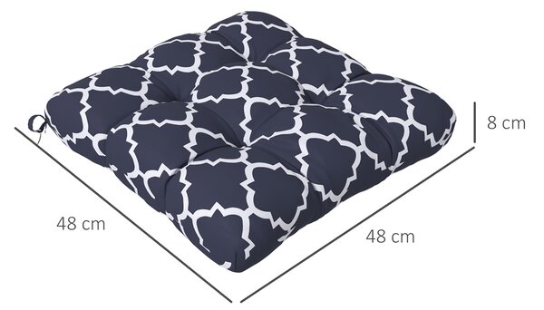 Outsunny Replacement Cushions: 4-Piece Indoor Outdoor Seat Pads with Ties for Patio Chairs, Blue Aosom UK