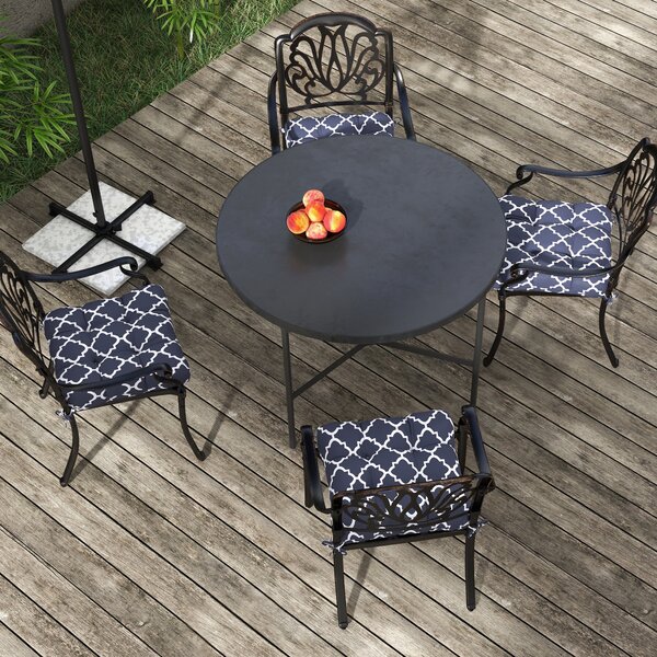 Outsunny Replacement Cushions: 4-Piece Indoor Outdoor Seat Pads with Ties for Patio Chairs, Blue Aosom UK