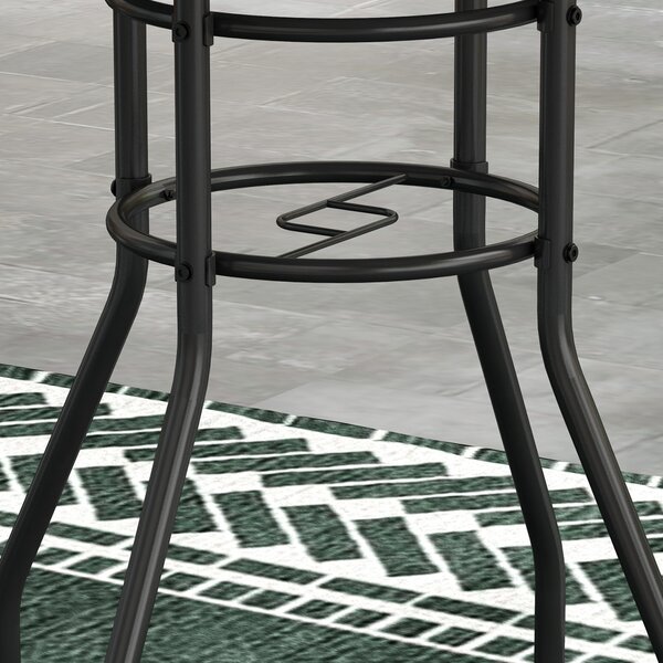 Outsunny Tempered Glass Top Garden Table with Glass Printed Design, Steel Frame, Foot Pads for Porch, Balcony, Tan Brown Aosom UK