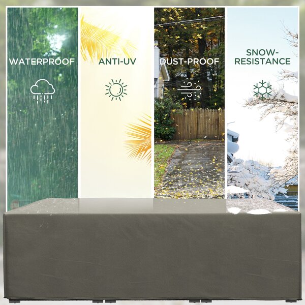 Outsunny Patio Furniture Cover: Rectangular Waterproof Protection for Table & Chairs, 222 x 155 x 67 cm, Grey Aosom UK