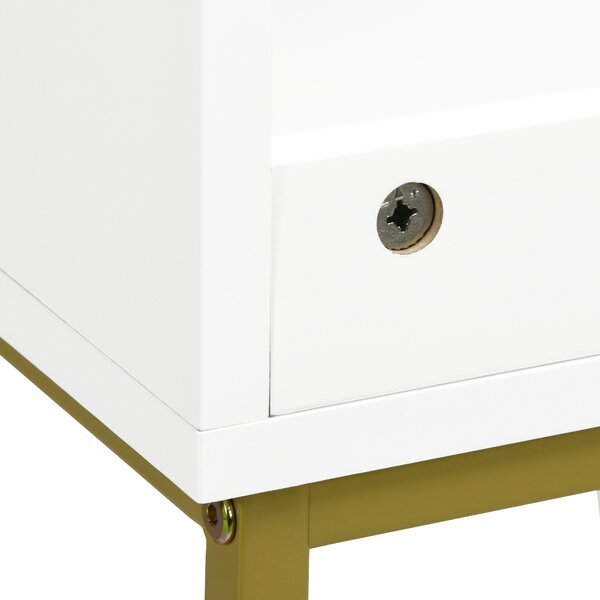 Kleankin Bathroom Mirror Cabinet Under Sink Storage Cabinet Basin Cupboard with 2 Doors and Gold Steel Legs Aosom UK