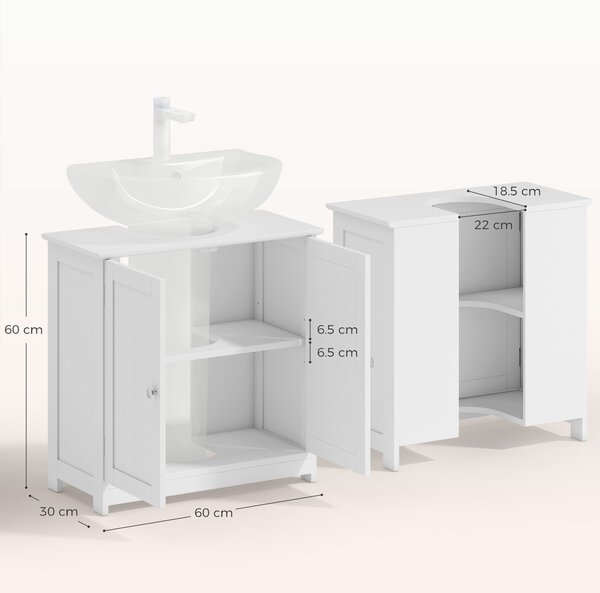 Kleankin Under-Sink Organiser: Space-Saving Storage with Adjustable Shelf, Handles & Drain Hole for Bathrooms, White Aosom UK