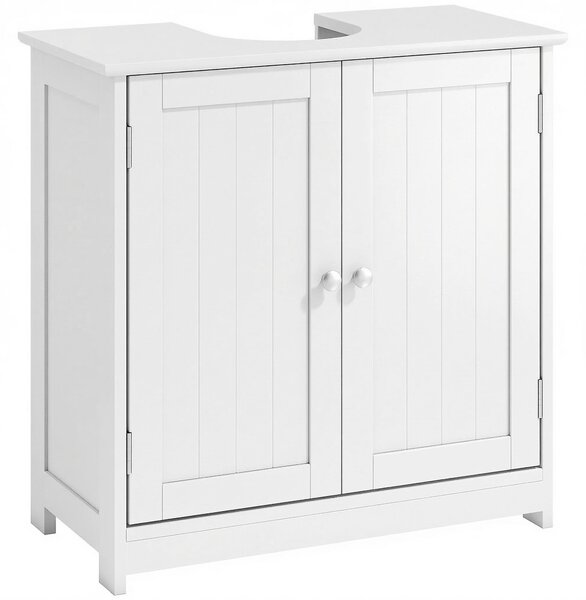 Kleankin Under-Sink Organiser: Space-Saving Storage with Adjustable Shelf, Handles & Drain Hole for Bathrooms, White Aosom UK