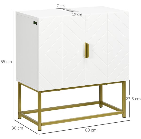 Kleankin Bathroom Mirror Cabinet Under Sink Storage Cabinet Basin Cupboard with 2 Doors and Gold Steel Legs Aosom UK