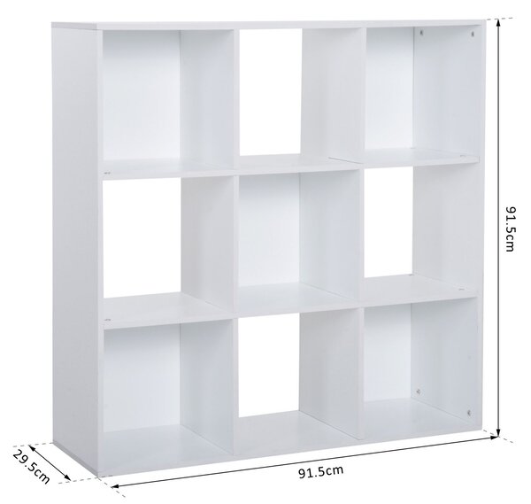 HOMCOM 3-tier 9 Cubes Storage Unit Particle Board Cabinet Bookcase Organiser Home Office Shelves White