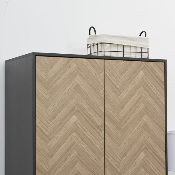 HOMCOM Essential Wardrobe Cabinet with Hanging Rails and 2 Drawers, Practical Wardrobe with 4 sections, Nature Wood Aosom UK