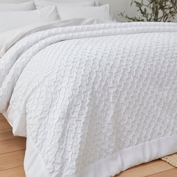 Edison Embossed Textured White Bedspread