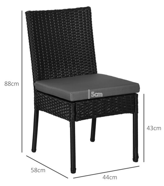Outsunny Garden Seating: Armless Rattan Quartet, Weather-Resistant, Ebony Elegance Aosom UK