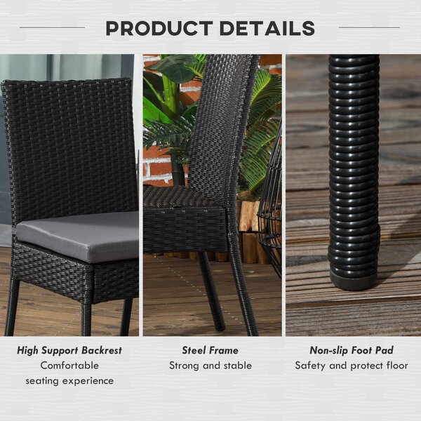 Outsunny Garden Seating: Armless Rattan Quartet, Weather-Resistant, Ebony Elegance Aosom UK