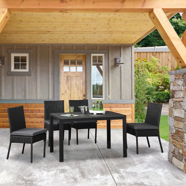 Outsunny Garden Seating: Armless Rattan Quartet, Weather-Resistant, Ebony Elegance Aosom UK