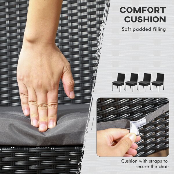 Outsunny Garden Seating: Armless Rattan Quartet, Weather-Resistant, Ebony Elegance Aosom UK