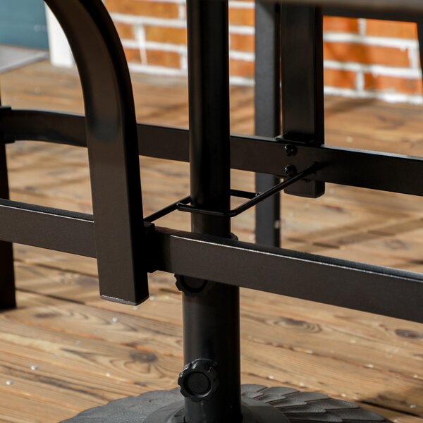 Outsunny Six-Seater Steel Garden Table, with 41mm Parasol Hole - Wood-Effect Aosom UK
