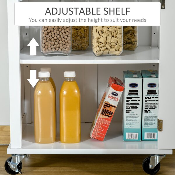 HOMCOM Kitchen Cart Storage Trolley Wooden Cabinet with Drawer Cupboard Towel Rail White Aosom UK