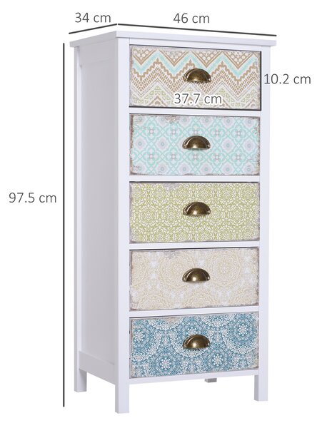 HOMCOM Storage Chest, 46Wx34Dx94H cm, Large Capacity, Sleek Design, Home Organisation, White Aosom UK