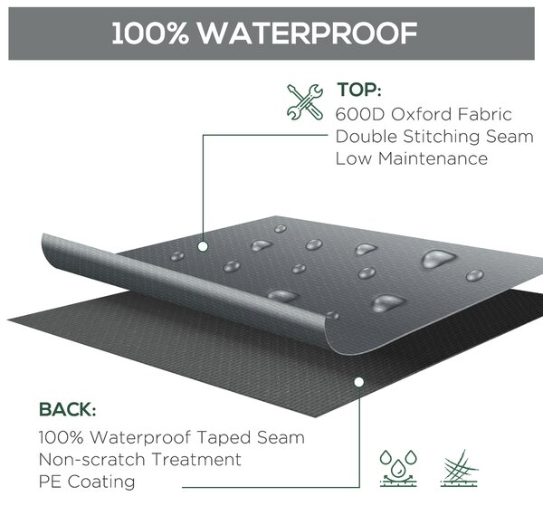 Outsunny Rattan Furniture Shield: Water-Resistant Oxford Cover for Lounge Sets, UV Protection, 200 x 73 x 35cm, Grey Aosom UK