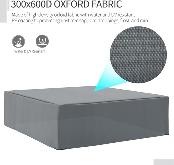 Outsunny Oxford Patio Corner Set Cover Outdoor Garden Rattan Furniture Protection Cover Protector Waterproof Anti-UV Grey 225L x 210W x 70Hcm