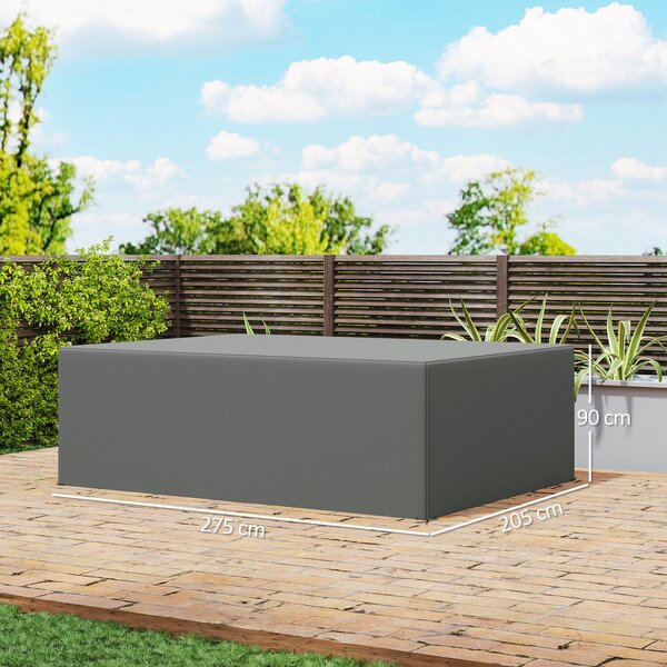 Outsunny Garden Furniture Cover, Oxford Patio Dining Set Protector, Waterproof, Anti-UV, 275L x 205W x 90H cm, Grey Aosom UK
