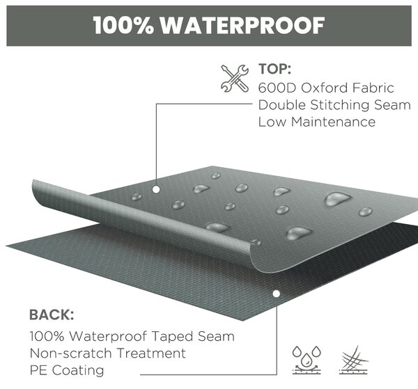 Outsunny Garden Furniture Cover, Oxford Patio Dining Set Protector, Waterproof, Anti-UV, 275L x 205W x 90H cm, Grey Aosom UK
