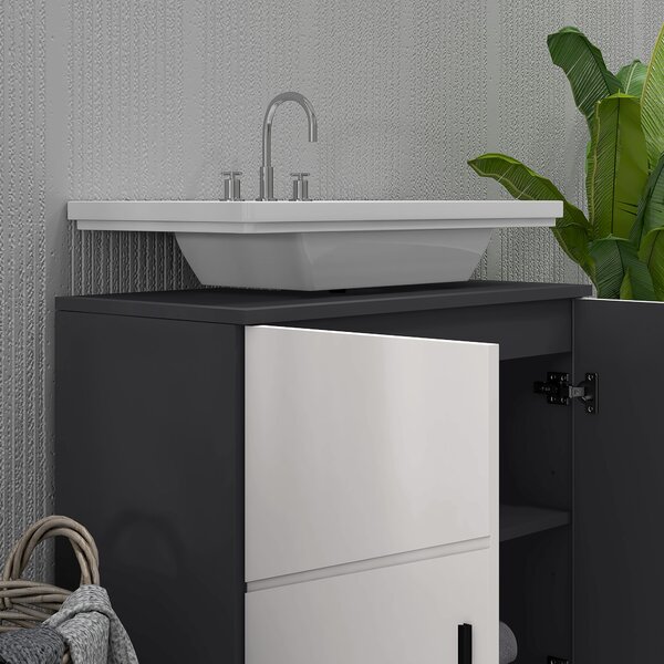 Kleankin Under Sink Cabinet, Bathroom Vanity Unit, Floor Basin Storage Cupboard with Double Doors and Shelf, 60 x 30 x 60 cm, Light Grey