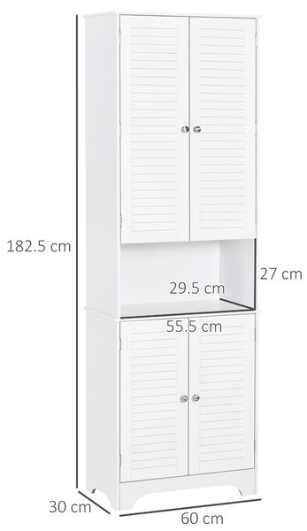 HOMCOM MDF Freestanding 6-Tier Bathroom Storage Cabinet White Aosom UK